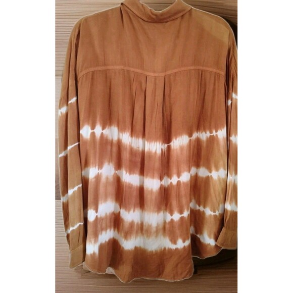 White Birch Women's Blouse Size M Rusty Tie Dye Button Rayon Long Sleeve - Picture 7 of 8